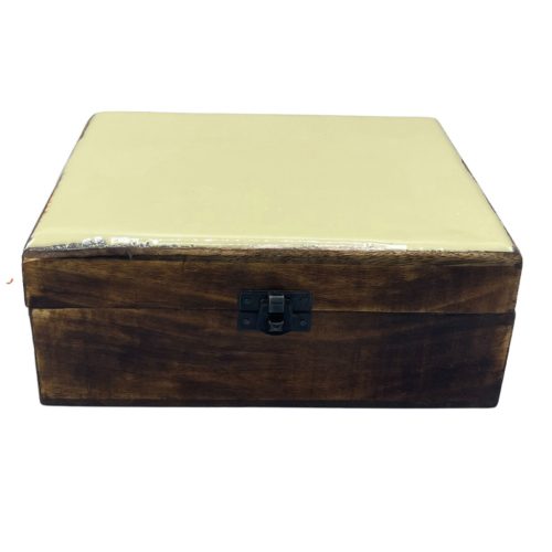 Nagy Színes Bevonatú Fa Doboz - 20x15x7.5cm - Krémszínű