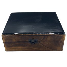 Nagy Színes Bevonatú Fa Doboz - 20x15x7.5cm - Fekete