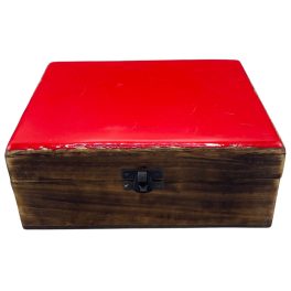Nagy Színes Bevonatú Fa Doboz - 20x15x7.5cm - Piros