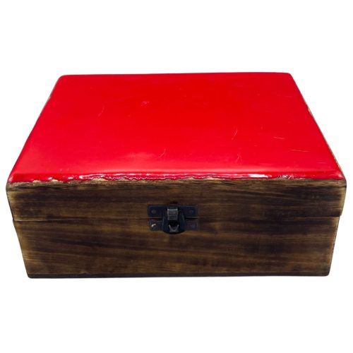 Nagy Színes Bevonatú Fa Doboz - 20x15x7.5cm - Piros
