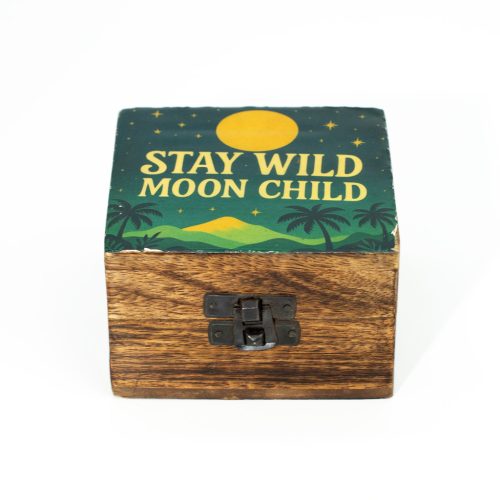 Kicsi Színes Bevonatú Fa Doboz - Stay wild moon child