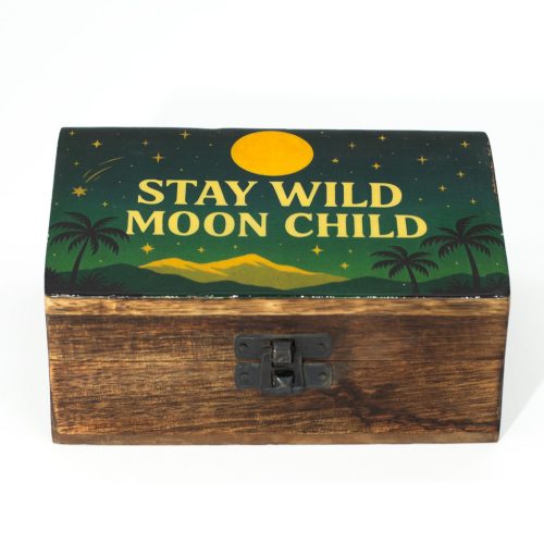 Közepes Színes Bevonatú Fa Doboz  - Stay wild moon child
