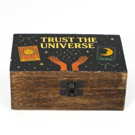 Közepes Színes Bevonatú Fa Doboz  - Trust the universe