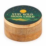 Kerek Színes Bevonatú Fa Doboz  - Stay wild moon child