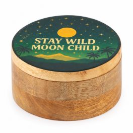 Kerek Színes Bevonatú Fa Doboz  - Stay wild moon child