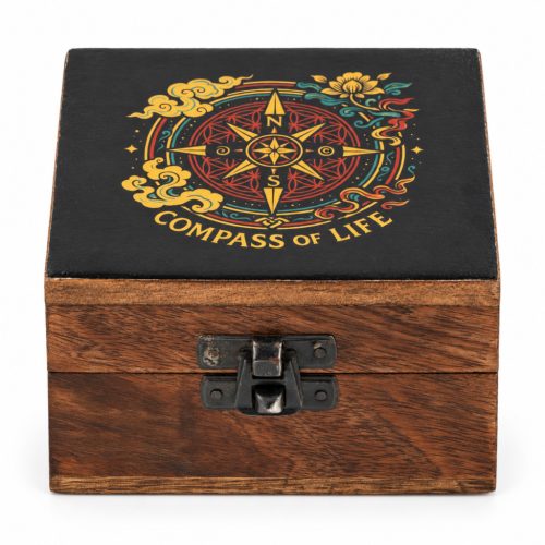Kicsi Színes Bevonatú Fa Doboz -  Compass of life