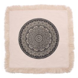 Hagyományos Mandala Párnahuzat - 60x60cm - fekete