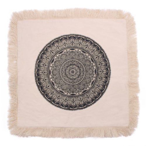 Hagyományos Mandala Párnahuzat - 60x60cm - fekete