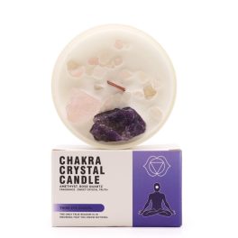 Chakra gyertya kristályokkal - Harmadik szem chakra