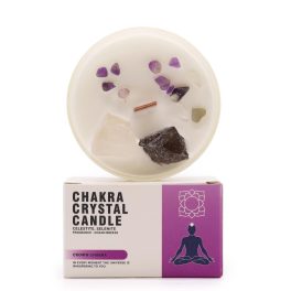 Chakra gyertya kristályokkal - Korona chakra