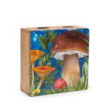 Közepes Négyzetes Doboz 13.5x13.5x6cm - Gombák-Kék