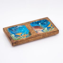 Kettős Tálca 20x10x2.5cm - Gombák-Kék