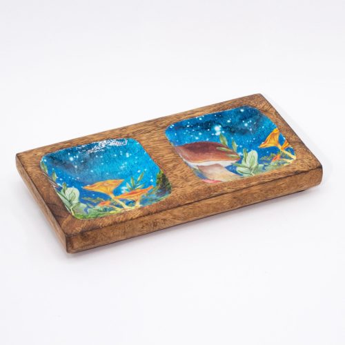 Kettős Tálca 20x10x2.5cm - Gombák-Kék