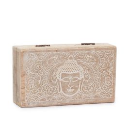 Közepes Doboz 17x10x4.2cm - Buddha -Fehér Súrolt