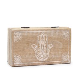 Közepes Doboz 17x10x4.2cm - Hamsa -Fehér Súrolt