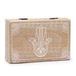 Nagy Doboz 21.5x14x6.3cm - Hamsa -Fehér Súrolt