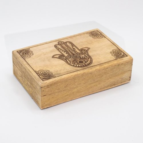 Nagy Doboz 21.5x14x6.3cm - Hamsa -Fekete Díszített