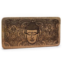 Hosszú Tálca 30x15x2.5cm - Buddha -Fekete Díszített