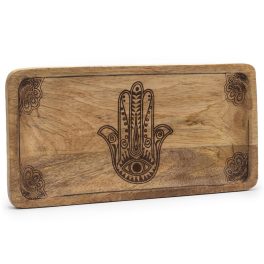   Hosszú Tálca 30x15x2.5cm - Hamsa Design -Fekete Díszített