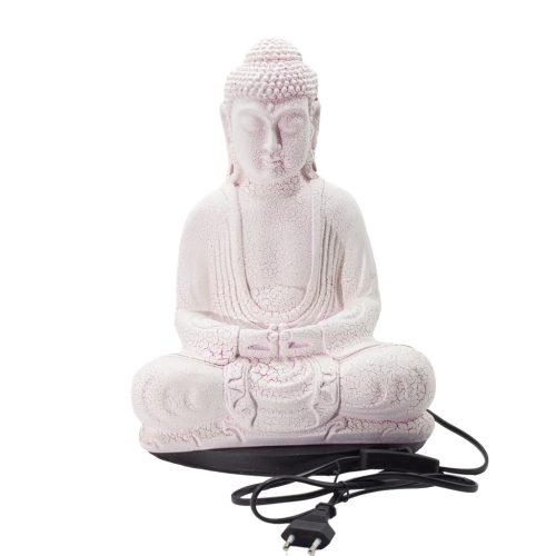 Ülő Buddha lámpa – repedezett hatás, rózsaszín– ovális talp - EU csatlakozó