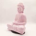 Ülő Buddha lámpa – repedezett hatás, rózsaszín– ovális talp - EU csatlakozó