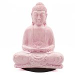 Ülő Buddha lámpa – repedezett hatás, rózsaszín– ovális talp