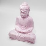 Ülő Buddha lámpa – repedezett hatás, rózsaszín– ovális talp