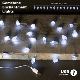 LED Fényfüzér Kristályokkal - Kőkvarc