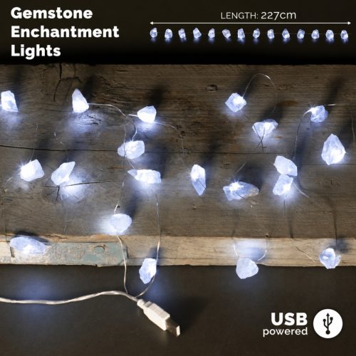 LED Fényfüzér Kristályokkal - Kőkvarc