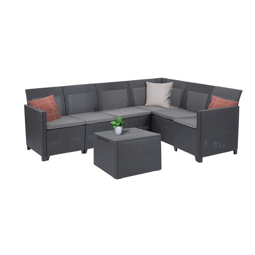 Claire VII 6 személyes sarokgarnitúra párnatartós asztallal