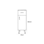 Bianca Plus 30 alacsony szekrény 1 ajtóval, 1 fiókkal, magasfényű fehér színben, jobbos