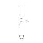 Bianca Plus 30 magas szekrény 2 ajtóval, 2 fiókkal, magasfényű fehér színben, jobbos