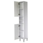 Bianca Plus 30 magas szekrény 2 ajtóval, nyitott, magasfényű fehér színben, univerzális