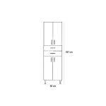 Bianca Plus 60 magas szekrény 4 ajtóval, 2 fiókkal, magasfényű fehér színben