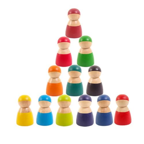 12 barát színes Montessori fafigura