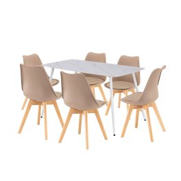 Ravena 6+1 étkező garnitúra fehér-bézs