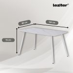 Bora 140 cm szögletes szinterezett kő étkezőasztal fehér