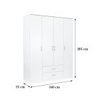 Miami gardróbszekrény 160x205 cm fehér-fehér