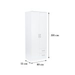 Miami gardróbszekrény 80x205 cm fehér-fehér