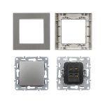 Nova kereszt kapcsoló 107 szürke szálcsiszolt kerettel