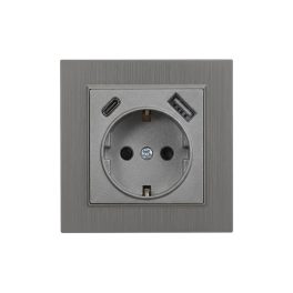   Nova csatlakozóaljzat USB csatlakozóval szürke szálcsiszolt kerettel