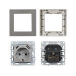 Nova csatlakozóaljzat USB csatlakozóval szürke szálcsiszolt kerettel