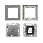 Nova UTP aljzat RJA-45 szürke szálcsiszolt kerettel