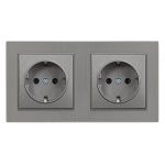 Nova kettős dugalj szürke szálcsiszolt kerettel