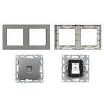 Nova kettős UTP aljzat RJA-45 szürke szálcsiszolt kerettel