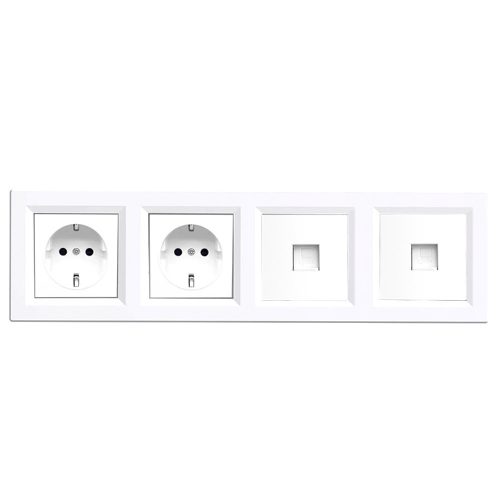 Nova IV kettő dugalj kettő UTP csatlakozóval fehér kerettel