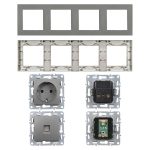 Nova IV kettő dugalj kettő UTP csatlakozóval szürke szálcsiszolt kerettel