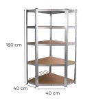 Nagy teherbírású sarokpolc 180x70x40-40 cm 175 kg króm