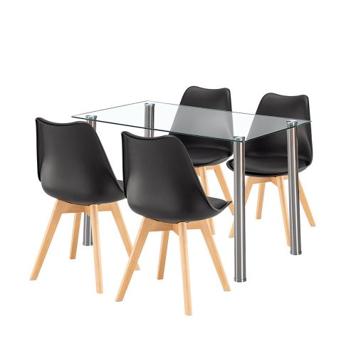 Velon 4+1 étkező garnitúra fehér-fekete
