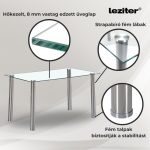 Berna 120 cm szögletes üveg étkezőasztal